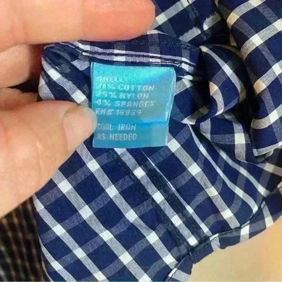 J McLaughlin Mens Shirt Sz Large Blue Gingham Plaid Linen Button Up Long Sleeve - Picture 4 of 7